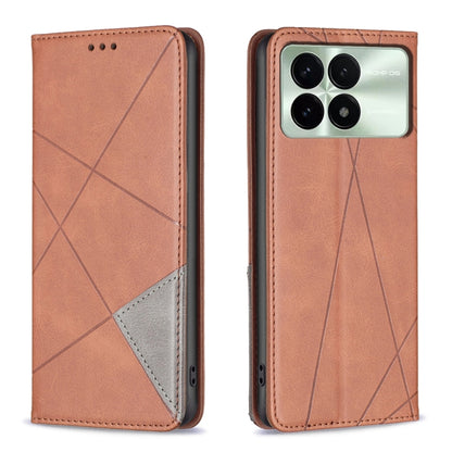 เคสโทรศัพท์หนังแม่เหล็กพื้นผิวรูปสี่เหลี่ยมขนมเปียกปูน, For Xiaomi Poco M6 4G / Redmi 13 4G, For Xiaomi Redmi Note 13 Pro 4G Global, For Xiaomi Poco M6 Pro 4G, For Xiaomi Redmi A3, For Xiaomi Redmi Note 13 4G Global, For Xiaomi Redmi K70E              ...