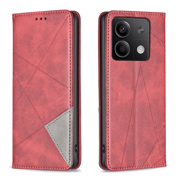 เคสโทรศัพท์หนังแม่เหล็กพื้นผิวรูปสี่เหลี่ยมขนมเปียกปูน, For Xiaomi Poco M6 4G / Redmi 13 4G, For Xiaomi Redmi Note 13 Pro 4G Global, For Xiaomi Poco M6 Pro 4G, For Xiaomi Redmi A3, For Xiaomi Redmi Note 13 4G Global, For Xiaomi Redmi K70E              ...