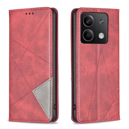 เคสโทรศัพท์หนังแม่เหล็กพื้นผิวรูปสี่เหลี่ยมขนมเปียกปูน, For Xiaomi Poco M6 4G / Redmi 13 4G, For Xiaomi Redmi Note 13 Pro 4G Global, For Xiaomi Poco M6 Pro 4G, For Xiaomi Redmi A3, For Xiaomi Redmi Note 13 4G Global, For Xiaomi Redmi K70E              ...