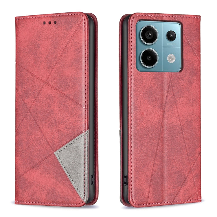 เคสโทรศัพท์หนังแม่เหล็กพื้นผิวรูปสี่เหลี่ยมขนมเปียกปูน, For Xiaomi Poco M6 4G / Redmi 13 4G, For Xiaomi Redmi Note 13 Pro 4G Global, For Xiaomi Poco M6 Pro 4G, For Xiaomi Redmi A3, For Xiaomi Redmi Note 13 4G Global, For Xiaomi Redmi K70E              ...
