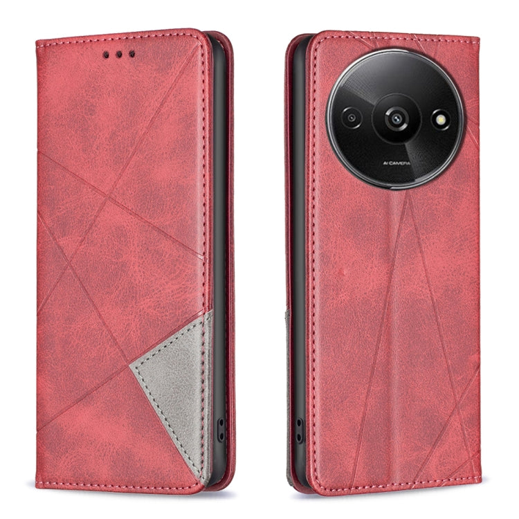 เคสโทรศัพท์หนังแม่เหล็กพื้นผิวรูปสี่เหลี่ยมขนมเปียกปูน, For Xiaomi Poco M6 4G / Redmi 13 4G, For Xiaomi Redmi Note 13 Pro 4G Global, For Xiaomi Poco M6 Pro 4G, For Xiaomi Redmi A3, For Xiaomi Redmi Note 13 4G Global, For Xiaomi Redmi K70E              ...