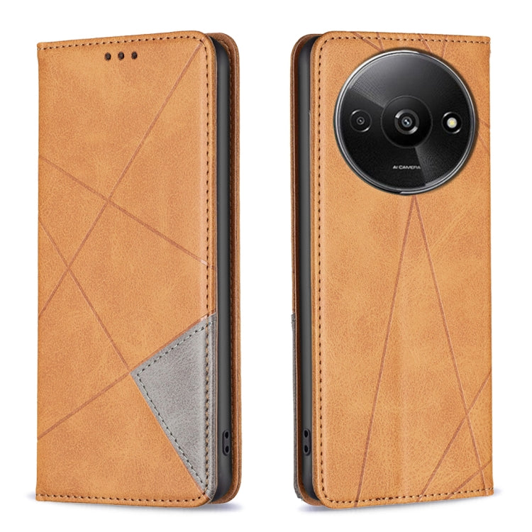 เคสโทรศัพท์หนังแม่เหล็กพื้นผิวรูปสี่เหลี่ยมขนมเปียกปูน, For Xiaomi Poco M6 4G / Redmi 13 4G, For Xiaomi Redmi Note 13 Pro 4G Global, For Xiaomi Poco M6 Pro 4G, For Xiaomi Redmi A3, For Xiaomi Redmi Note 13 4G Global, For Xiaomi Redmi K70E              ...