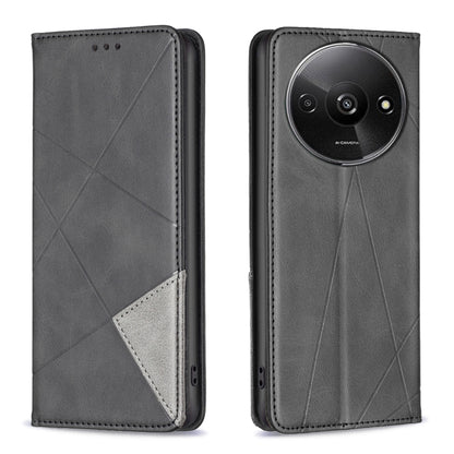 เคสโทรศัพท์หนังแม่เหล็กพื้นผิวรูปสี่เหลี่ยมขนมเปียกปูน, For Xiaomi Poco M6 4G / Redmi 13 4G, For Xiaomi Redmi Note 13 Pro 4G Global, For Xiaomi Poco M6 Pro 4G, For Xiaomi Redmi A3, For Xiaomi Redmi Note 13 4G Global, For Xiaomi Redmi K70E              ...