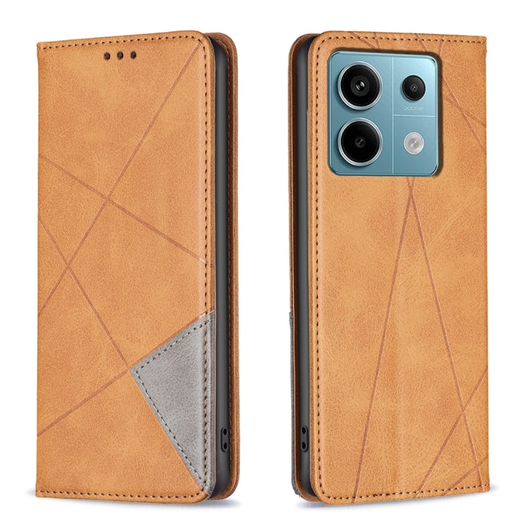 เคสโทรศัพท์หนังแม่เหล็กพื้นผิวรูปสี่เหลี่ยมขนมเปียกปูน, For Xiaomi Poco M6 4G / Redmi 13 4G, For Xiaomi Redmi Note 13 Pro 4G Global, For Xiaomi Poco M6 Pro 4G, For Xiaomi Redmi A3, For Xiaomi Redmi Note 13 4G Global, For Xiaomi Redmi K70E              ...