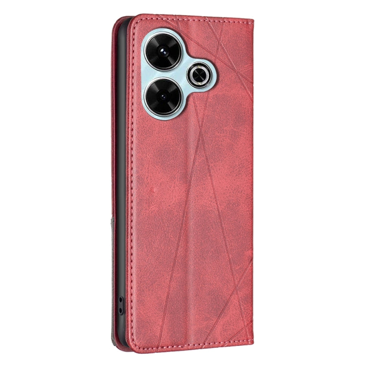 เคสโทรศัพท์หนังแม่เหล็กพื้นผิวรูปสี่เหลี่ยมขนมเปียกปูน, For Xiaomi Poco M6 4G / Redmi 13 4G, For Xiaomi Redmi Note 13 Pro 4G Global, For Xiaomi Poco M6 Pro 4G, For Xiaomi Redmi A3, For Xiaomi Redmi Note 13 4G Global, For Xiaomi Redmi K70E              ...