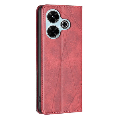 เคสโทรศัพท์หนังแม่เหล็กพื้นผิวรูปสี่เหลี่ยมขนมเปียกปูน, For Xiaomi Poco M6 4G / Redmi 13 4G, For Xiaomi Redmi Note 13 Pro 4G Global, For Xiaomi Poco M6 Pro 4G, For Xiaomi Redmi A3, For Xiaomi Redmi Note 13 4G Global, For Xiaomi Redmi K70E              ...