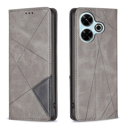 เคสโทรศัพท์หนังแม่เหล็กพื้นผิวรูปสี่เหลี่ยมขนมเปียกปูน, For Xiaomi Poco M6 4G / Redmi 13 4G, For Xiaomi Redmi Note 13 Pro 4G Global, For Xiaomi Poco M6 Pro 4G, For Xiaomi Redmi A3, For Xiaomi Redmi Note 13 4G Global, For Xiaomi Redmi K70E              ...