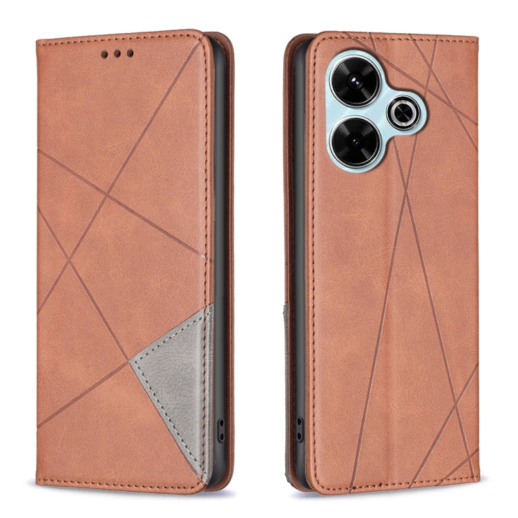 เคสโทรศัพท์หนังแม่เหล็กพื้นผิวรูปสี่เหลี่ยมขนมเปียกปูน, For Xiaomi Poco M6 4G / Redmi 13 4G, For Xiaomi Redmi Note 13 Pro 4G Global, For Xiaomi Poco M6 Pro 4G, For Xiaomi Redmi A3, For Xiaomi Redmi Note 13 4G Global, For Xiaomi Redmi K70E              ...