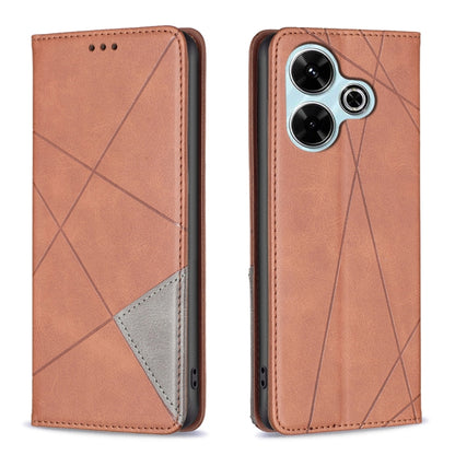 เคสโทรศัพท์หนังแม่เหล็กพื้นผิวรูปสี่เหลี่ยมขนมเปียกปูน, For Xiaomi Poco M6 4G / Redmi 13 4G, For Xiaomi Redmi Note 13 Pro 4G Global, For Xiaomi Poco M6 Pro 4G, For Xiaomi Redmi A3, For Xiaomi Redmi Note 13 4G Global, For Xiaomi Redmi K70E              ...