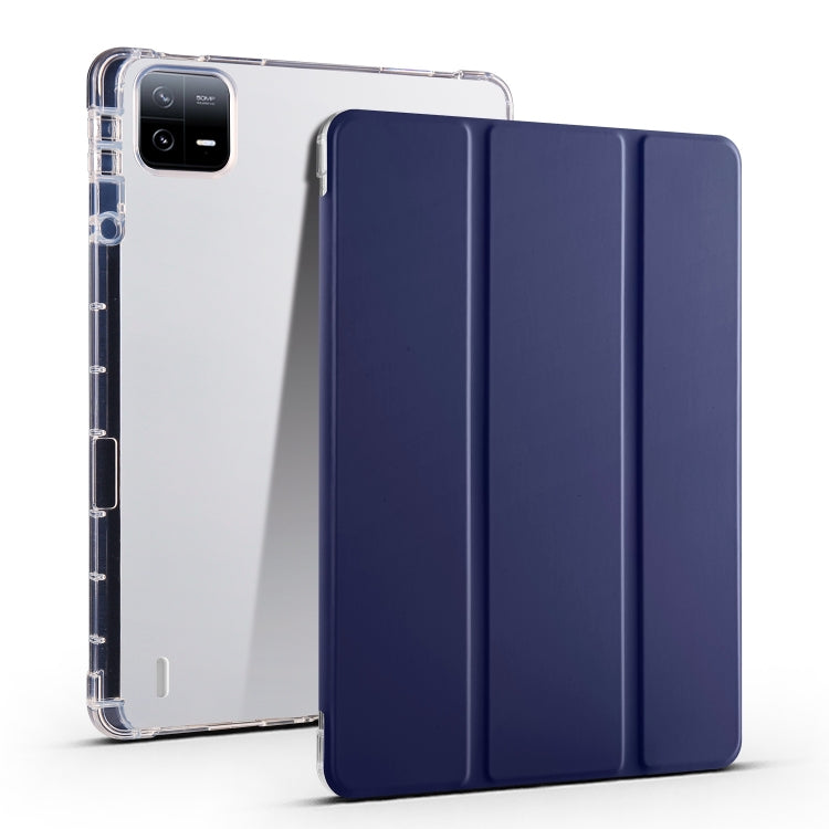 เคสแท็บเล็ตหนังสมาร์ท TPU แบบใส 3 เท่าพร้อมช่องเสียบปากกา, For Xiaomi Pad 7 / 7 Pro, For Xiaomi Redmi Pad Pro 12.1, For Xiaomi Pad 6S Pro, For Xiaomi Pad 6 Max 14, For Xiaomi Pad 6 / 6 Pro