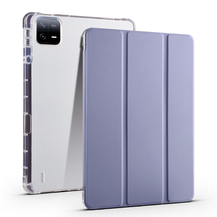 เคสแท็บเล็ตหนังสมาร์ท TPU แบบใส 3 เท่าพร้อมช่องเสียบปากกา, For Xiaomi Pad 7 / 7 Pro, For Xiaomi Redmi Pad Pro 12.1, For Xiaomi Pad 6S Pro, For Xiaomi Pad 6 Max 14, For Xiaomi Pad 6 / 6 Pro