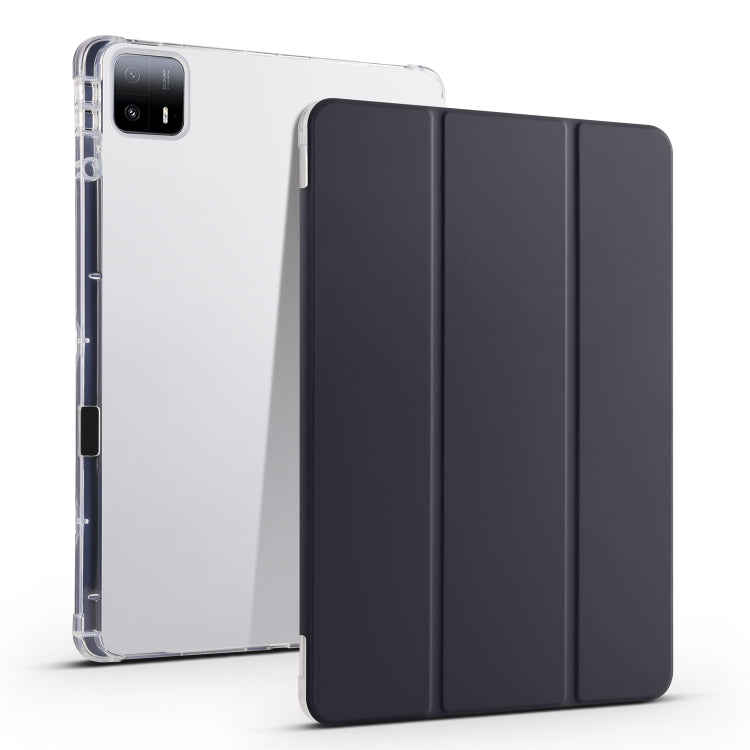 เคสแท็บเล็ตหนังสมาร์ท TPU แบบใส 3 เท่าพร้อมช่องเสียบปากกา, For Xiaomi Pad 7 / 7 Pro, For Xiaomi Redmi Pad Pro 12.1, For Xiaomi Pad 6S Pro, For Xiaomi Pad 6 Max 14, For Xiaomi Pad 6 / 6 Pro