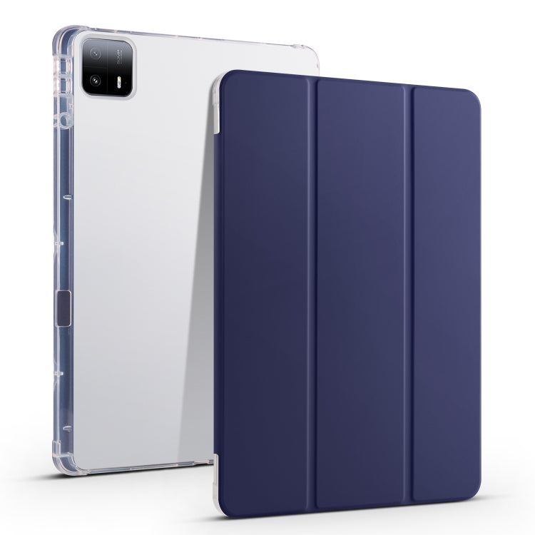 เคสแท็บเล็ตหนังสมาร์ท TPU แบบใส 3 เท่าพร้อมช่องเสียบปากกา, For Xiaomi Pad 7 / 7 Pro, For Xiaomi Redmi Pad Pro 12.1, For Xiaomi Pad 6S Pro, For Xiaomi Pad 6 Max 14, For Xiaomi Pad 6 / 6 Pro