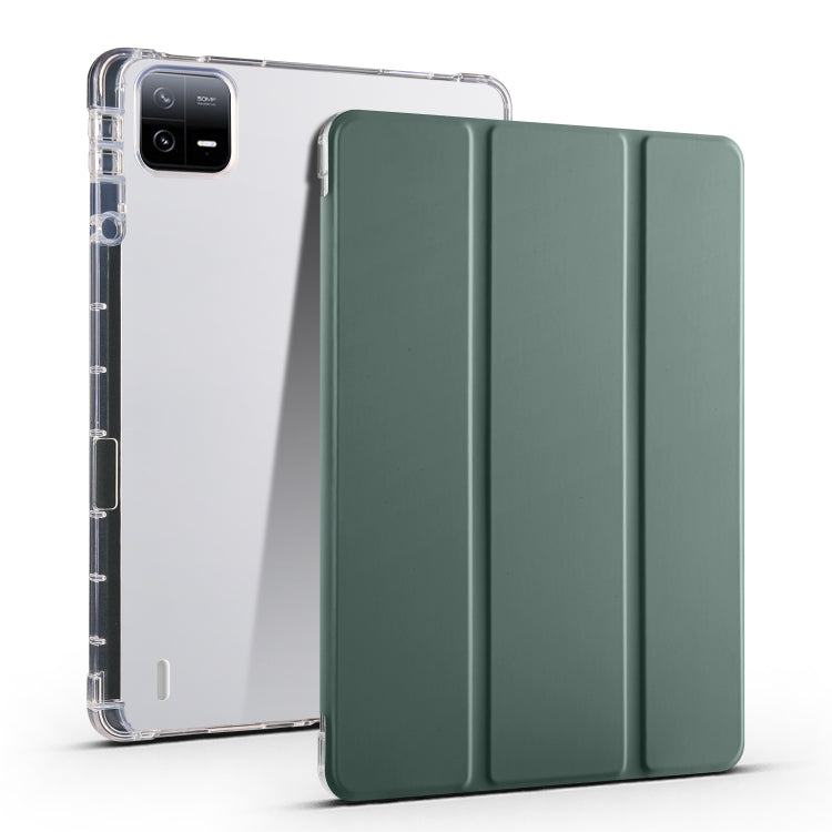 เคสแท็บเล็ตหนังสมาร์ท TPU แบบใส 3 เท่าพร้อมช่องเสียบปากกา, For Xiaomi Pad 7 / 7 Pro, For Xiaomi Redmi Pad Pro 12.1, For Xiaomi Pad 6S Pro, For Xiaomi Pad 6 Max 14, For Xiaomi Pad 6 / 6 Pro