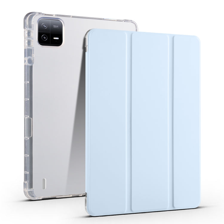 เคสแท็บเล็ตหนังสมาร์ท TPU แบบใส 3 เท่าพร้อมช่องเสียบปากกา, For Xiaomi Pad 7 / 7 Pro, For Xiaomi Redmi Pad Pro 12.1, For Xiaomi Pad 6S Pro, For Xiaomi Pad 6 Max 14, For Xiaomi Pad 6 / 6 Pro