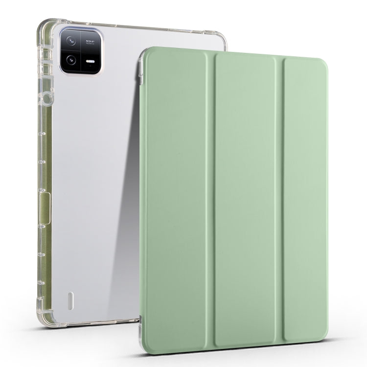 เคสแท็บเล็ตหนังสมาร์ท TPU แบบใส 3 เท่าพร้อมช่องเสียบปากกา, For Xiaomi Pad 7 / 7 Pro, For Xiaomi Redmi Pad Pro 12.1, For Xiaomi Pad 6S Pro, For Xiaomi Pad 6 Max 14, For Xiaomi Pad 6 / 6 Pro