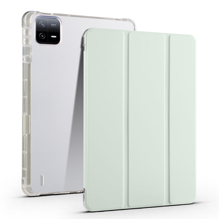 เคสแท็บเล็ตหนังสมาร์ท TPU แบบใส 3 เท่าพร้อมช่องเสียบปากกา, For Xiaomi Pad 7 / 7 Pro, For Xiaomi Redmi Pad Pro 12.1, For Xiaomi Pad 6S Pro, For Xiaomi Pad 6 Max 14, For Xiaomi Pad 6 / 6 Pro