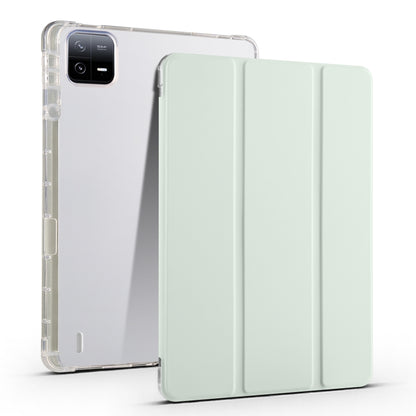 เคสแท็บเล็ตหนังสมาร์ท TPU แบบใส 3 เท่าพร้อมช่องเสียบปากกา, For Xiaomi Pad 7 / 7 Pro, For Xiaomi Redmi Pad Pro 12.1, For Xiaomi Pad 6S Pro, For Xiaomi Pad 6 Max 14, For Xiaomi Pad 6 / 6 Pro