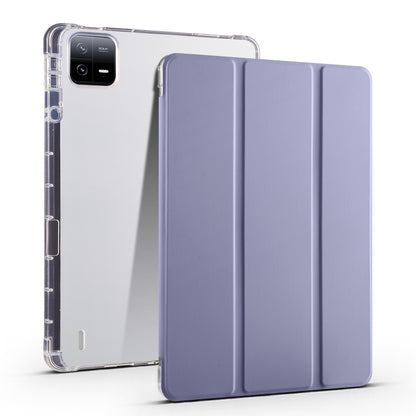 เคสแท็บเล็ตหนังสมาร์ท TPU แบบใส 3 เท่าพร้อมช่องเสียบปากกา, For Xiaomi Pad 7 / 7 Pro, For Xiaomi Redmi Pad Pro 12.1, For Xiaomi Pad 6S Pro, For Xiaomi Pad 6 Max 14, For Xiaomi Pad 6 / 6 Pro