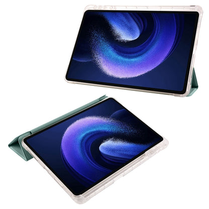 เคสแท็บเล็ตหนังสมาร์ท TPU แบบใส 3 เท่าพร้อมช่องเสียบปากกา, For Xiaomi Pad 7 / 7 Pro, For Xiaomi Redmi Pad Pro 12.1, For Xiaomi Pad 6S Pro, For Xiaomi Pad 6 Max 14, For Xiaomi Pad 6 / 6 Pro