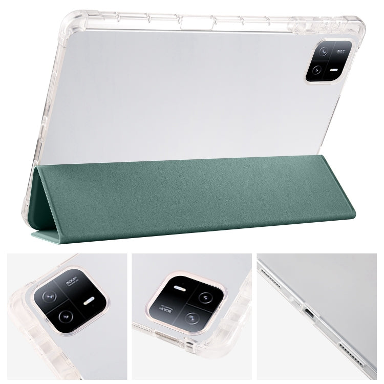 เคสแท็บเล็ตหนังสมาร์ท TPU แบบใส 3 เท่าพร้อมช่องเสียบปากกา, For Xiaomi Pad 7 / 7 Pro, For Xiaomi Redmi Pad Pro 12.1, For Xiaomi Pad 6S Pro, For Xiaomi Pad 6 Max 14, For Xiaomi Pad 6 / 6 Pro