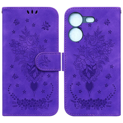 ซองใส่โทรศัพท์หนังนูนกุหลาบผีเสื้อ, For Tecno Camon 20 Pro 4G, For Tecno Pova 5, For Tecno Spark 10 5G, For Tecno Spark 10 Pro, For Tecno Spark 10 / Spark 10C