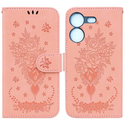 ซองใส่โทรศัพท์หนังนูนกุหลาบผีเสื้อ, For Tecno Camon 20 Pro 4G, For Tecno Pova 5, For Tecno Spark 10 5G, For Tecno Spark 10 Pro, For Tecno Spark 10 / Spark 10C