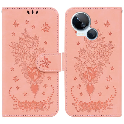 ซองใส่โทรศัพท์หนังนูนกุหลาบผีเสื้อ, For Tecno Camon 20 Pro 4G, For Tecno Pova 5, For Tecno Spark 10 5G, For Tecno Spark 10 Pro, For Tecno Spark 10 / Spark 10C