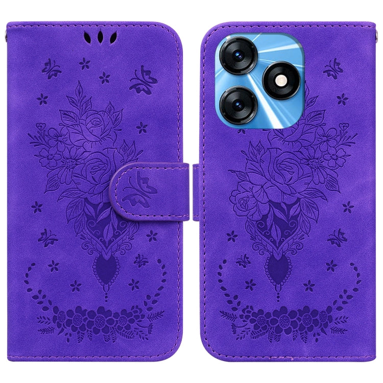 ซองใส่โทรศัพท์หนังนูนกุหลาบผีเสื้อ, For Tecno Camon 20 Pro 4G, For Tecno Pova 5, For Tecno Spark 10 5G, For Tecno Spark 10 Pro, For Tecno Spark 10 / Spark 10C