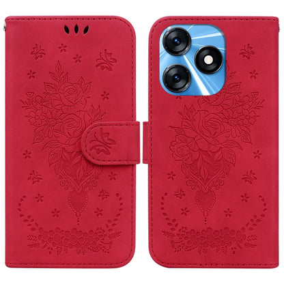 ซองใส่โทรศัพท์หนังนูนกุหลาบผีเสื้อ, For Tecno Camon 20 Pro 4G, For Tecno Pova 5, For Tecno Spark 10 5G, For Tecno Spark 10 Pro, For Tecno Spark 10 / Spark 10C