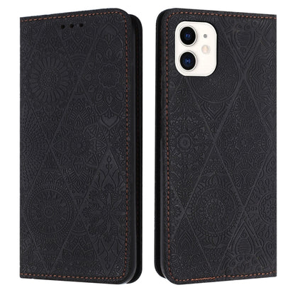 เคสโทรศัพท์หนังดูดซับนูนชาติพันธุ์, For iPhone 11, For iPhone 11 Pro, For iPhone 11 Pro Max, For iPhone X / XS, For iPhone XR, For iPhone XS Max, For iPhone SE 2022 / 7 / 8, For iPhone 7 Plus / 8 Plus