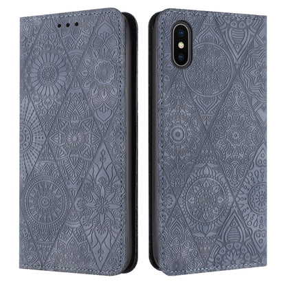 เคสโทรศัพท์หนังดูดซับนูนชาติพันธุ์, For iPhone 11, For iPhone 11 Pro, For iPhone 11 Pro Max, For iPhone X / XS, For iPhone XR, For iPhone XS Max, For iPhone SE 2022 / 7 / 8, For iPhone 7 Plus / 8 Plus
