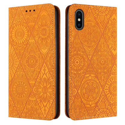 เคสโทรศัพท์หนังดูดซับนูนชาติพันธุ์, For iPhone 11, For iPhone 11 Pro, For iPhone 11 Pro Max, For iPhone X / XS, For iPhone XR, For iPhone XS Max, For iPhone SE 2022 / 7 / 8, For iPhone 7 Plus / 8 Plus