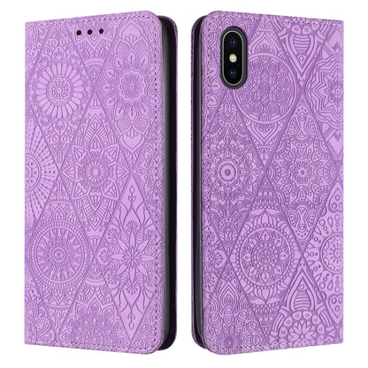 เคสโทรศัพท์หนังดูดซับนูนชาติพันธุ์, For iPhone 11, For iPhone 11 Pro, For iPhone 11 Pro Max, For iPhone X / XS, For iPhone XR, For iPhone XS Max, For iPhone SE 2022 / 7 / 8, For iPhone 7 Plus / 8 Plus