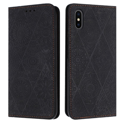 เคสโทรศัพท์หนังดูดซับนูนชาติพันธุ์, For iPhone 11, For iPhone 11 Pro, For iPhone 11 Pro Max, For iPhone X / XS, For iPhone XR, For iPhone XS Max, For iPhone SE 2022 / 7 / 8, For iPhone 7 Plus / 8 Plus