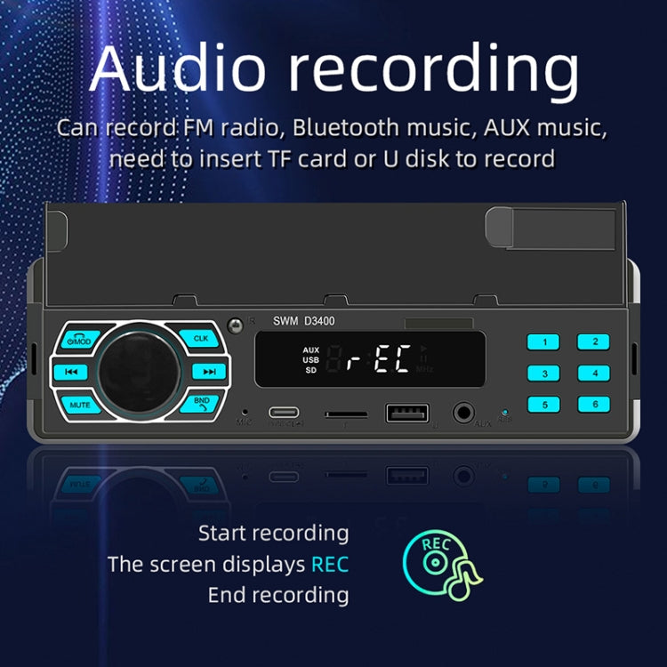 SWM D3400 เครื่องเล่น MP3 บลูทูธในรถยนต์รองรับ Smart Voice Assistant / FM