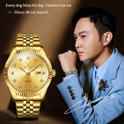 OLEVS 5526 Men Diamond Set นาฬิกาควอทซ์กันน้ำเรืองแสง