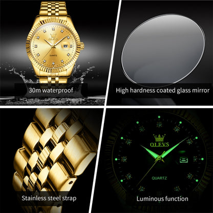 OLEVS 5526 Men Diamond Set นาฬิกาควอทซ์กันน้ำเรืองแสง