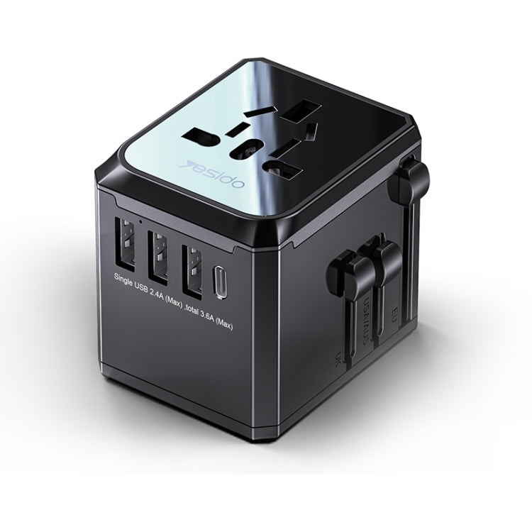 Yesido MC-10 3 พอร์ต USB + Type-C ปลั๊กอเนกประสงค์ Universal Travel Adapter, MC-10