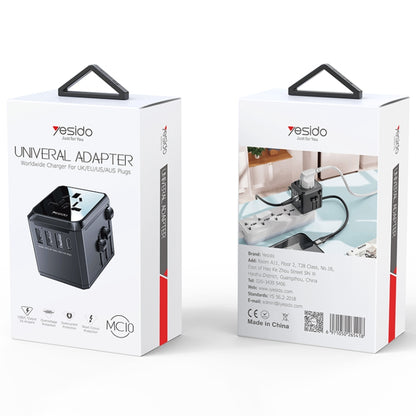 Yesido MC-10 3 พอร์ต USB + Type-C ปลั๊กอเนกประสงค์ Universal Travel Adapter, MC-10