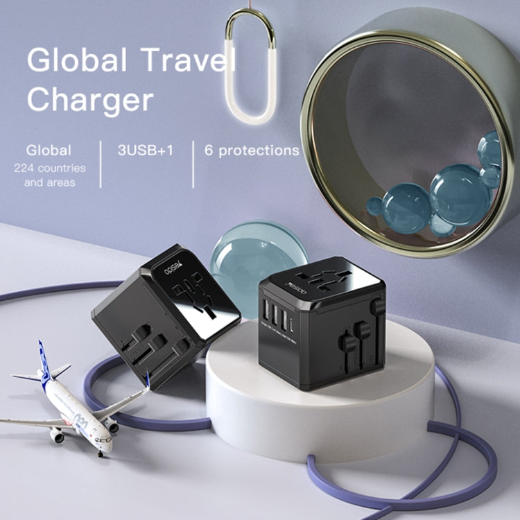 Yesido MC-10 3 พอร์ต USB + Type-C ปลั๊กอเนกประสงค์ Universal Travel Adapter, MC-10