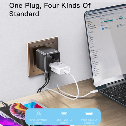 Yesido MC-10 3 พอร์ต USB + Type-C ปลั๊กอเนกประสงค์ Universal Travel Adapter, MC-10
