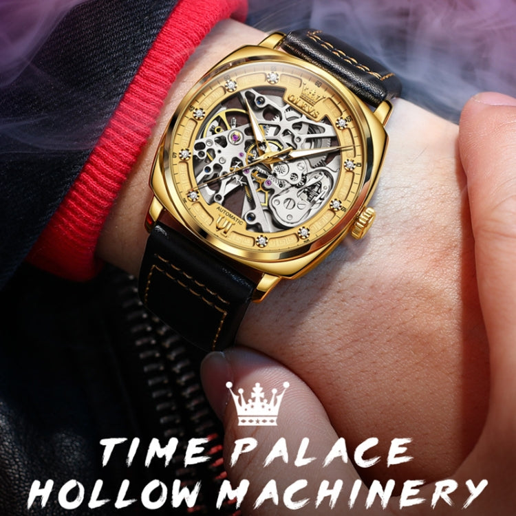 OLEVS 6651 Men Luminous Waterproof Hollow นาฬิกาจักรกล
