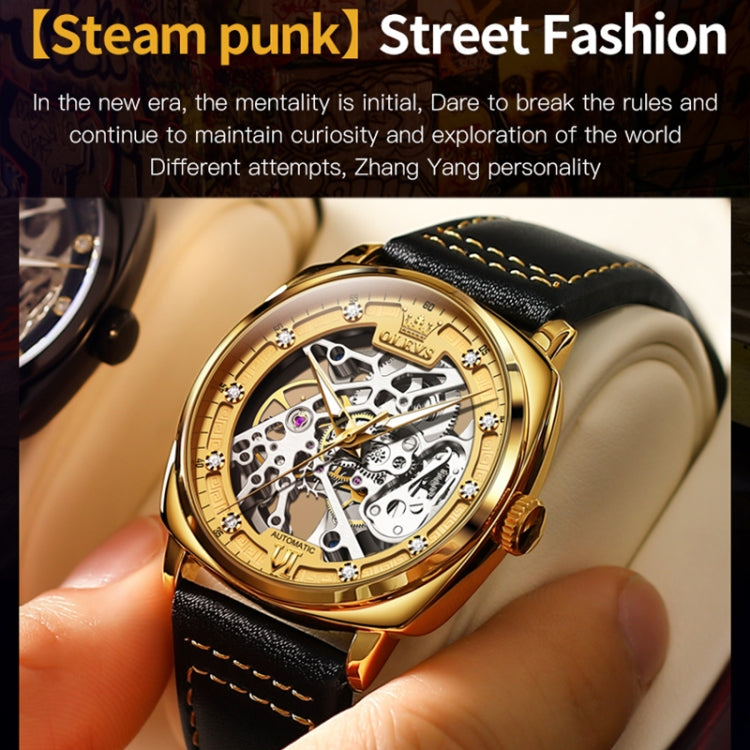 OLEVS 6651 Men Luminous Waterproof Hollow นาฬิกาจักรกล