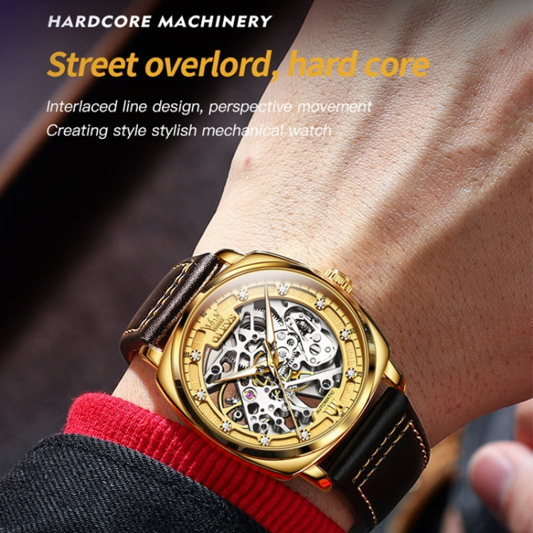 OLEVS 6651 Men Luminous Waterproof Hollow นาฬิกาจักรกล