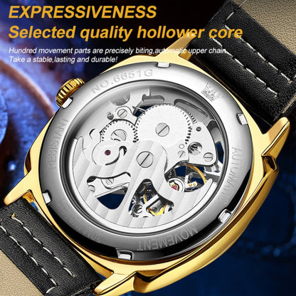 OLEVS 6651 Men Luminous Waterproof Hollow นาฬิกาจักรกล