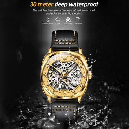 OLEVS 6651 Men Luminous Waterproof Hollow นาฬิกาจักรกล