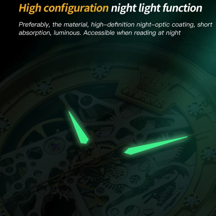 OLEVS 6651 Men Luminous Waterproof Hollow นาฬิกาจักรกล