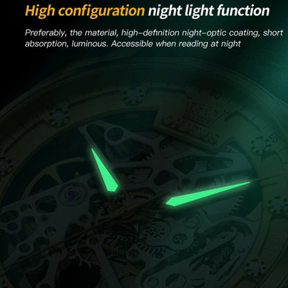 OLEVS 6651 Men Luminous Waterproof Hollow นาฬิกาจักรกล