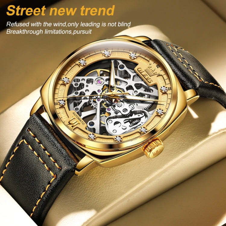 OLEVS 6651 Men Luminous Waterproof Hollow นาฬิกาจักรกล